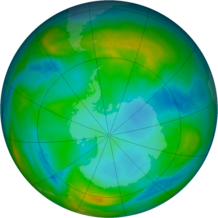 Antarctic ozone map for 31 May 1982